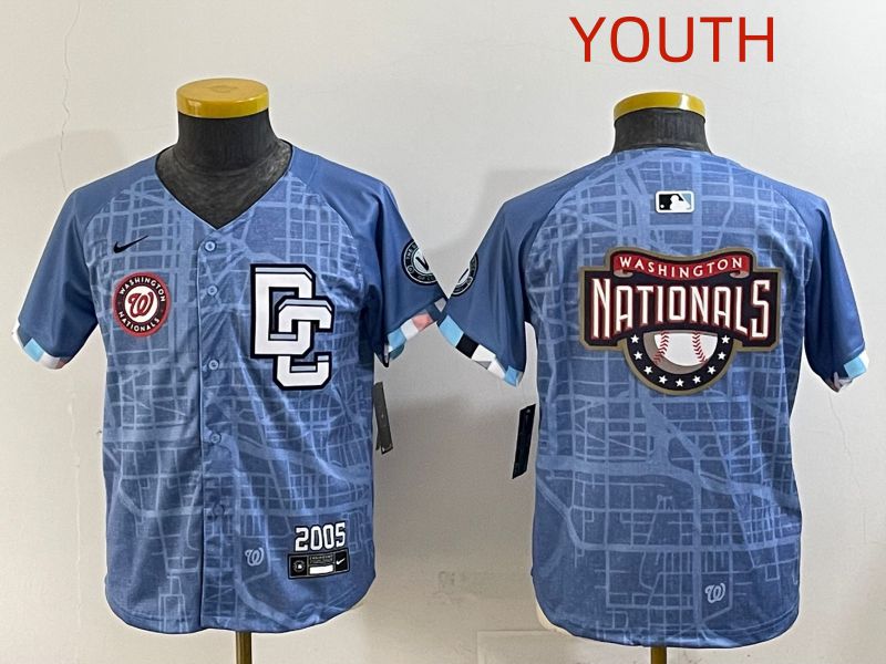 Youth 2025 Washington Nationals Blank Blue Joint Name Nike MLB Jersey style 7->youth mlb jersey->Youth Jersey